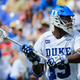 Myles Jones #15 of the Duke Blue Devils looks to pass against the Notre Dame Fighting Irish during the second half of the 2014 NCAA Division I Men's Lacrosse Championship at M&T Bank Stadium on May 26, 2014 in Baltimore, Maryland.
Rob Carr/Getty Images